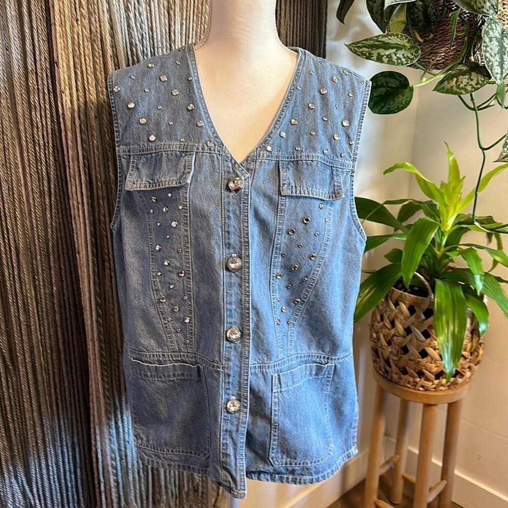 Saint Germain Bedazzled Denim Vest